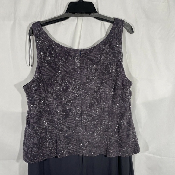 NEW Alex Evenings [PLUS Sz‎ 16W ] Mock Sparkly Top Gown in Smoke Grey - Picture 11 of 12